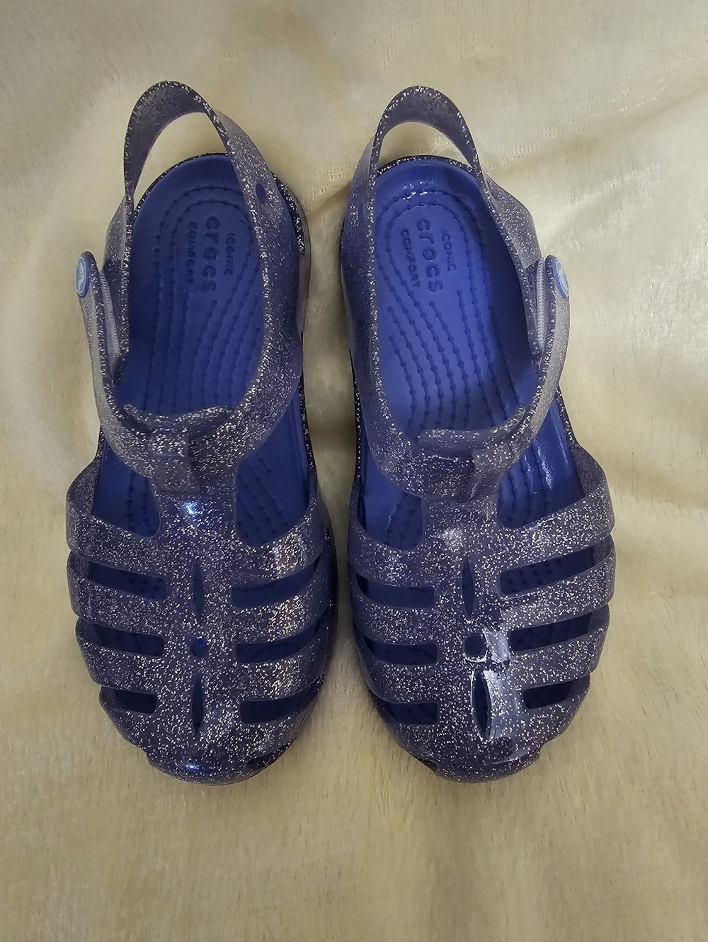 Crocs Purple Glitter Isabella Moon Jelly Sandals Shoes Toddler Girls Kids 10